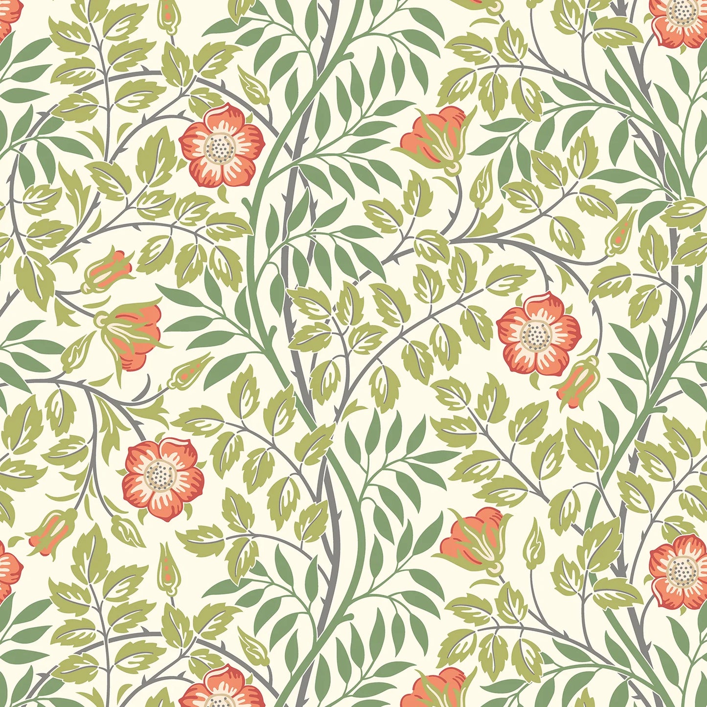 Rosehip Trail Wallpaper - Ohpopsi - Coral Pink