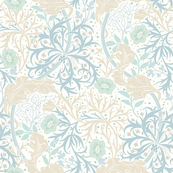 Sample - Seaweed Garden Wallpaper - Ohpopsi - Soft Blue
