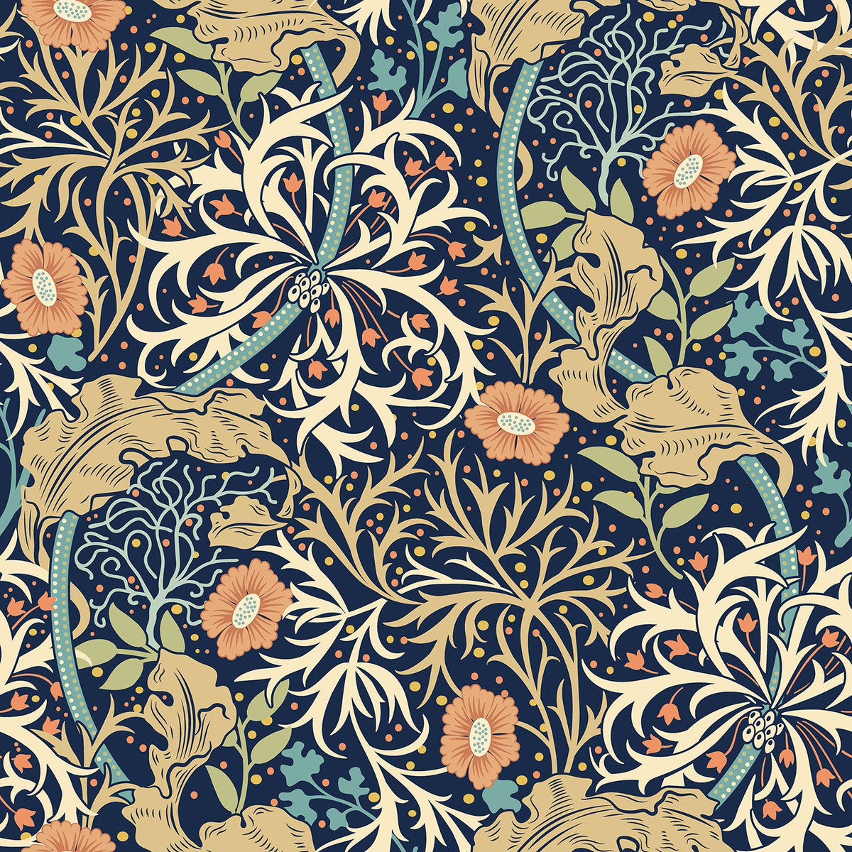 Sample - Seaweed Garden Wallpaper - Ohpopsi - Navy