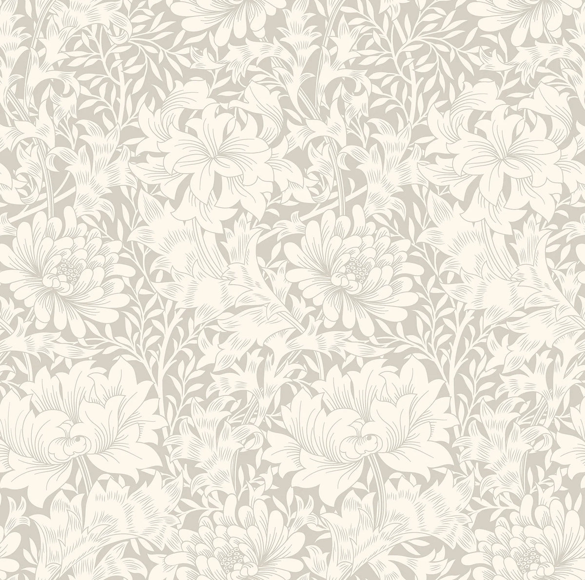 Sample - Chrysanthemum - Eden by Morris Wallpaper - Dove