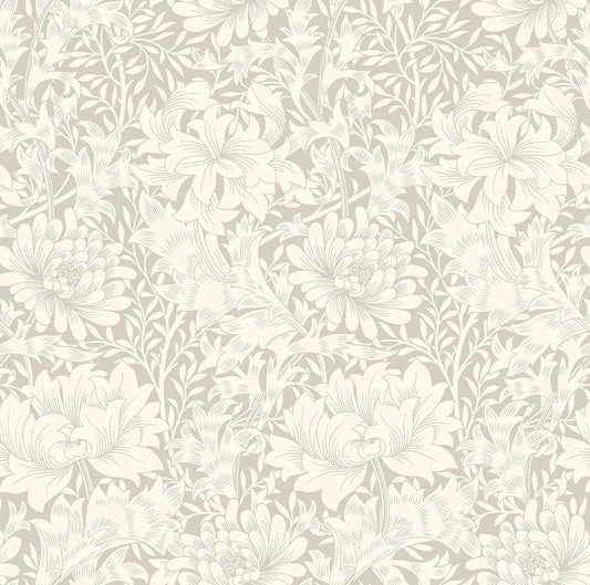 Chrysanthemum - Eden by Morris Wallpaper - Dove