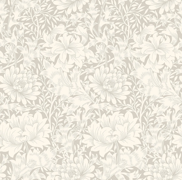 Sample - Chrysanthemum - Eden by Morris Wallpaper - Dove
