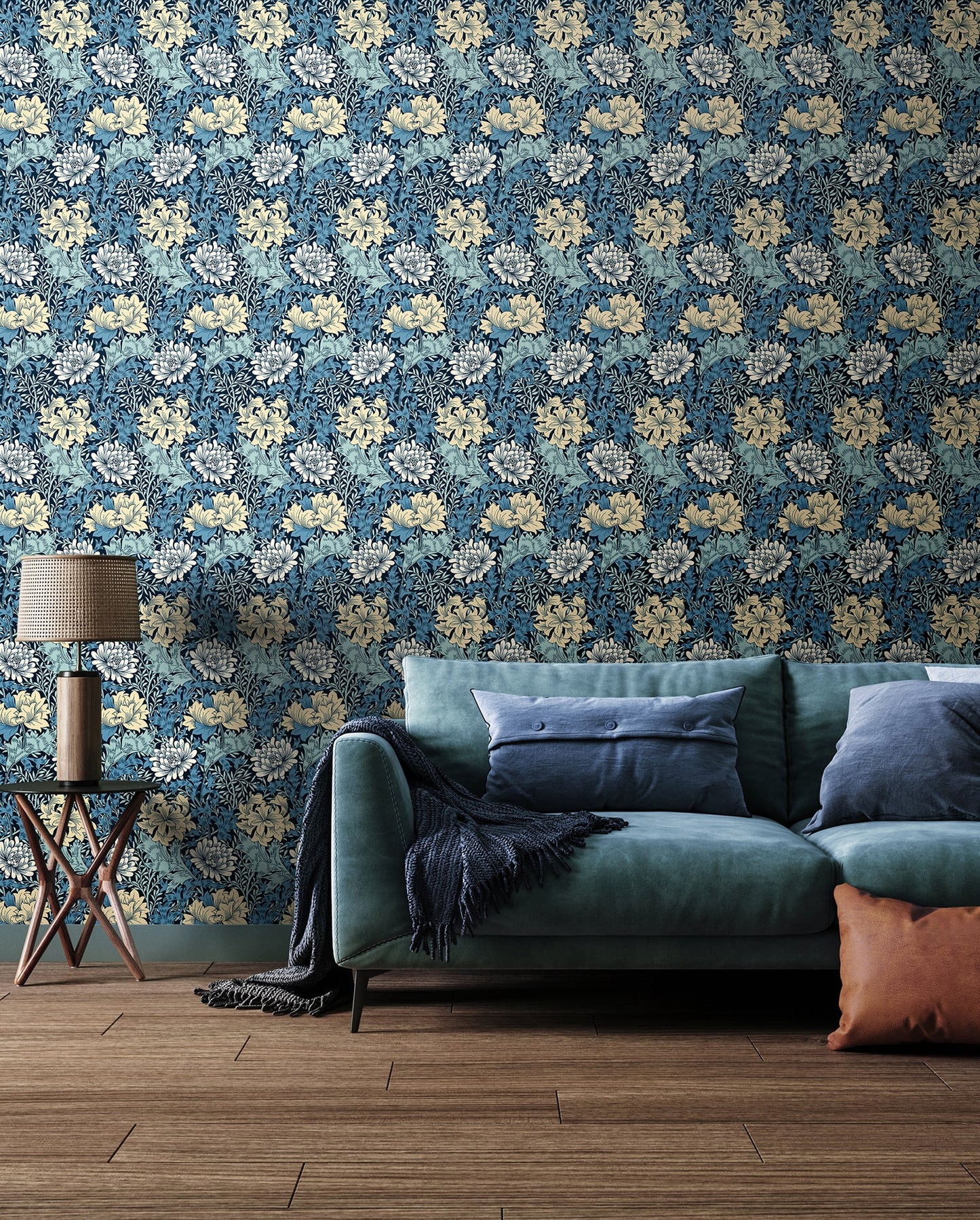 Chrysanthemum - Eden by Morris Wallpaper - Navy Mix