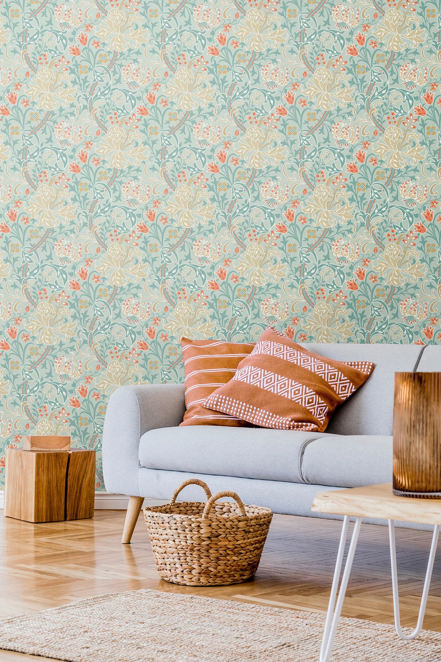 Lily Ogee Wallpaper - Ohpopsi - Duck Egg Blue