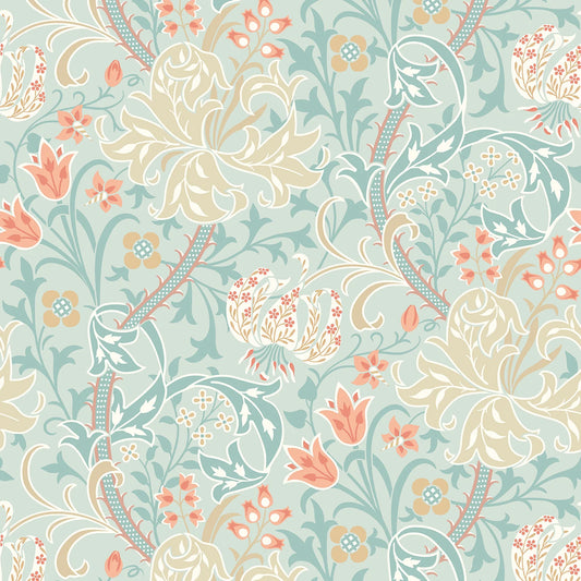 Lily Ogee Wallpaper - Ohpopsi - Duck Egg Blue
