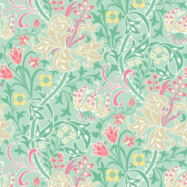 Sample - Lily Ogee Wallpaper - Ohpopsi - Mint Green