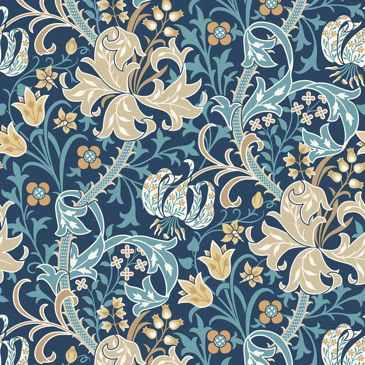 Sample - Lily Ogee Wallpaper - Ohpopsi - Navy Blue