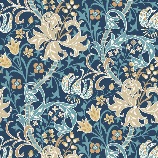 Lily Ogee Wallpaper - Ohpopsi - Navy Blue