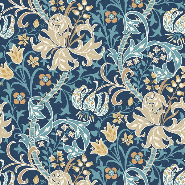 Sample - Lily Ogee Wallpaper - Ohpopsi - Navy Blue