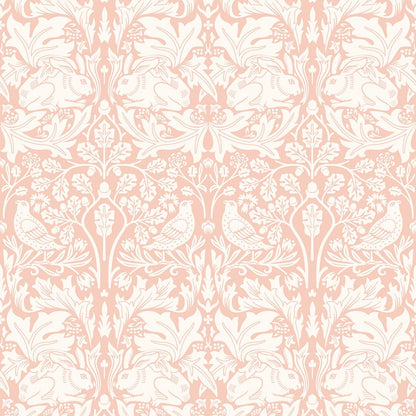 Forest Rabbit Wallpaper - Soft Pink