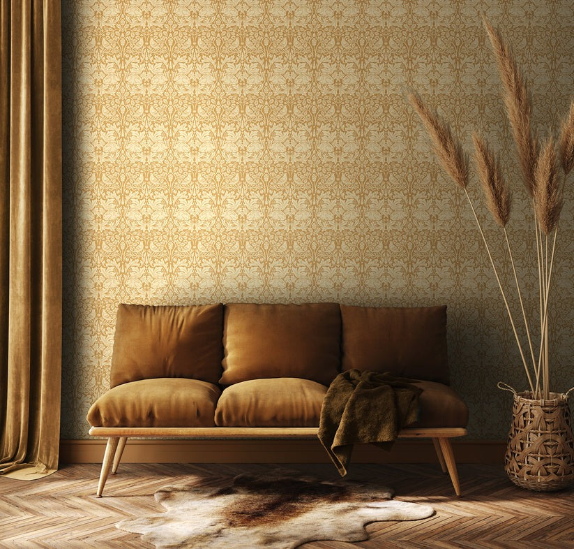 Forest Rabbit Wallpaper - Yellow Ochre