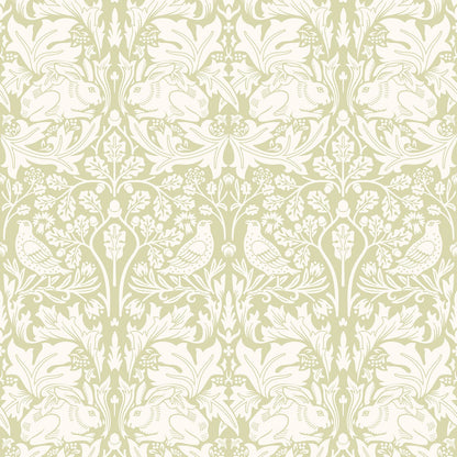 Forest Rabbit Wallpaper - Pale Green