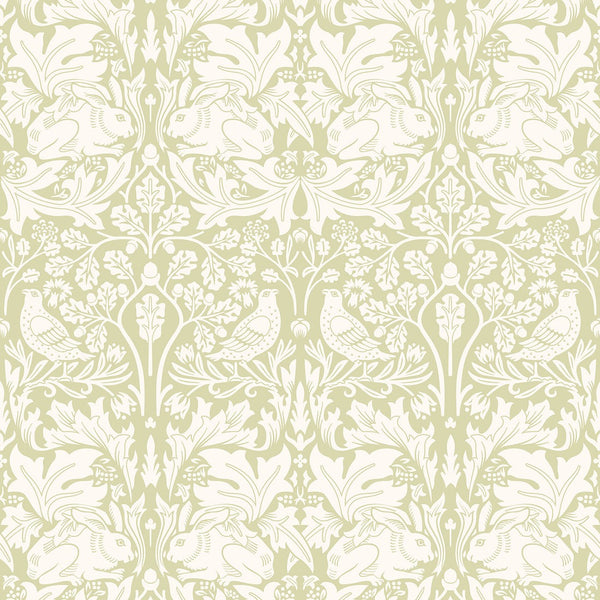 Sample - Forest Rabbit Wallpaper - Pale Green