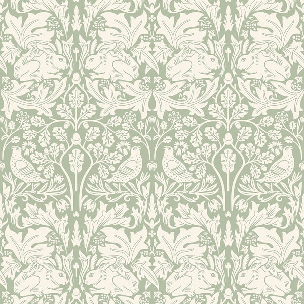Sample - Forest Rabbit Wallpaper - Sage Green