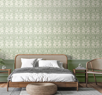 Forest Rabbit Wallpaper - Sage Green