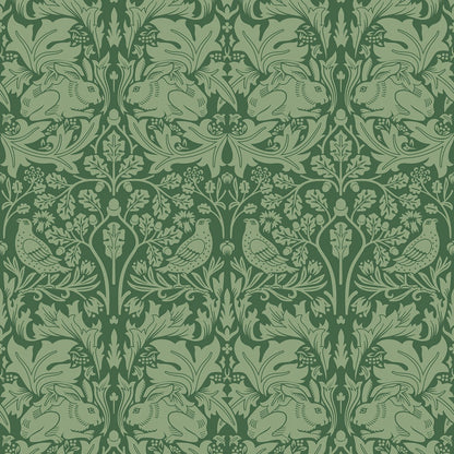 Forest Rabbit Wallpaper - Forest Green