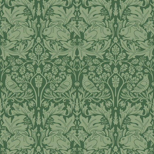 Forest Rabbit Wallpaper - Forest Green