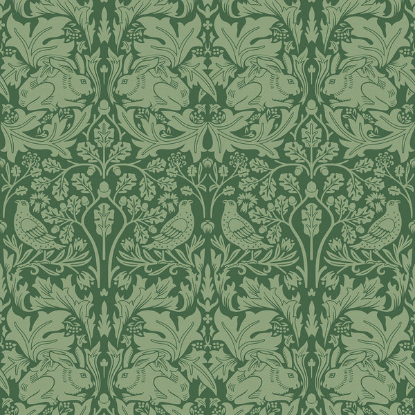 Forest Rabbit Wallpaper - Forest Green