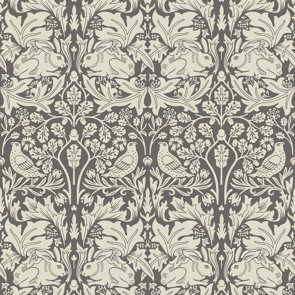 Sample - Forest Rabbit Wallpaper - Charcoal Grey