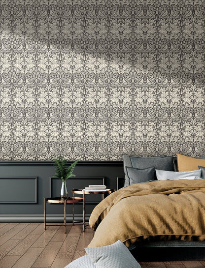 Forest Rabbit Wallpaper - Charcoal Grey