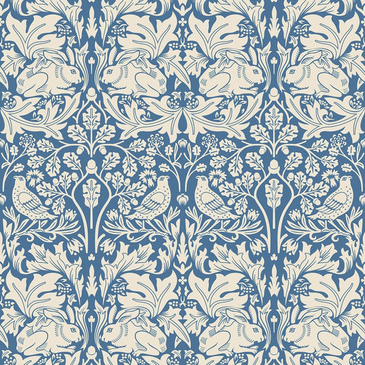 Forest Rabbit Wallpaper - Navy Blue