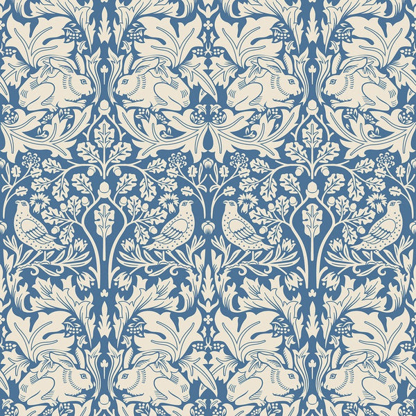 Sample - Forest Rabbit Wallpaper - Navy Blue