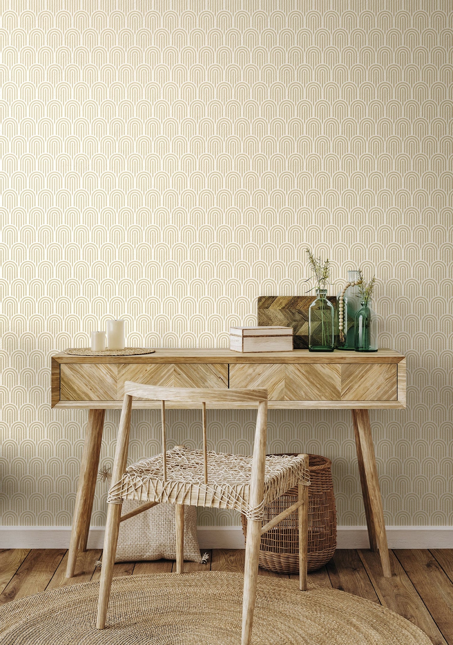 Retro Arch Wallpaper - Cream