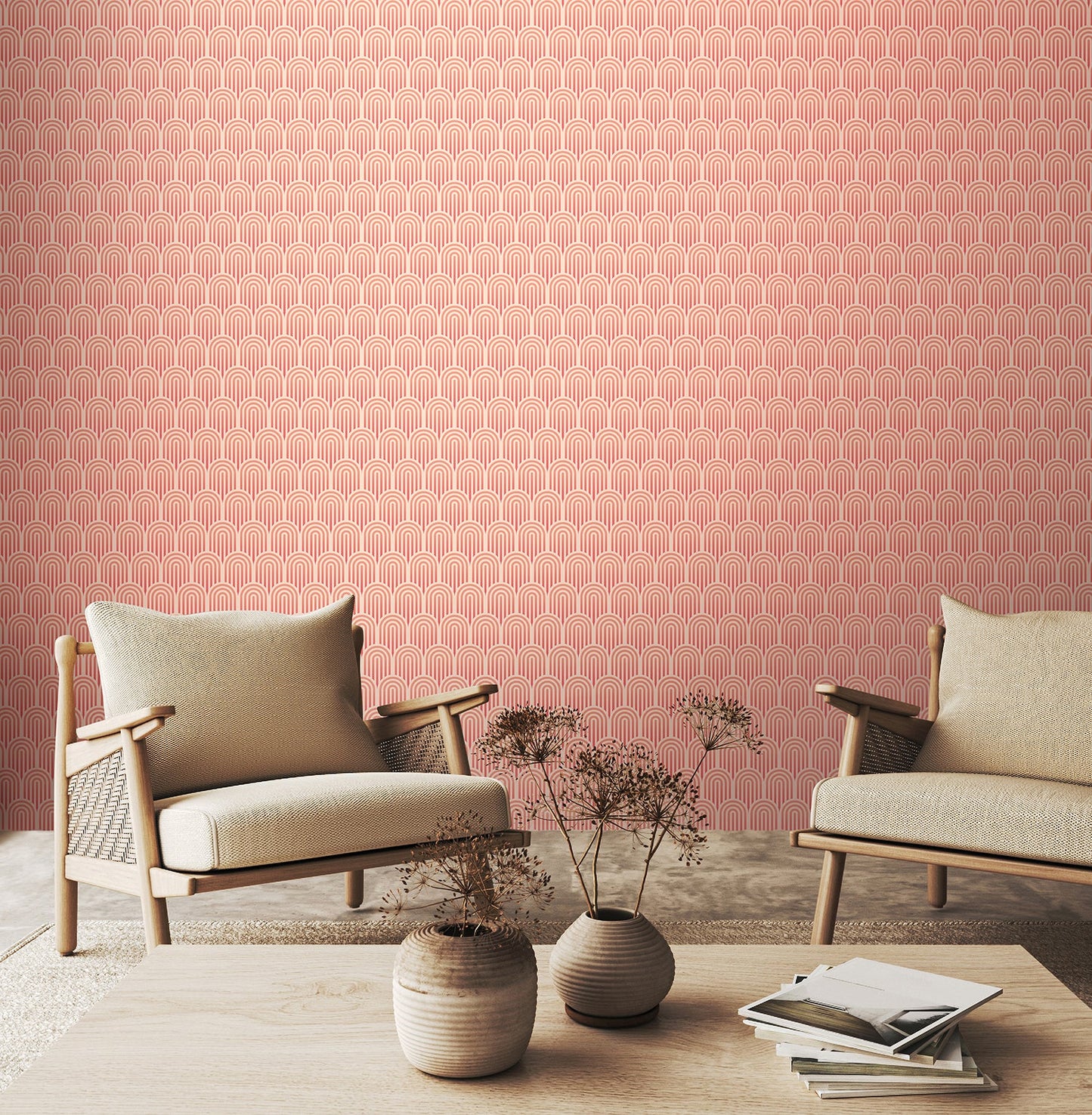 Retro Arch Wallpaper - Blush Pink