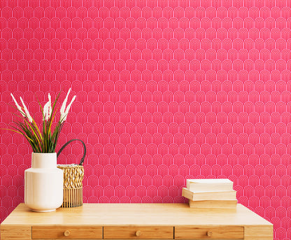 Retro Arch Wallpaper - Bright Pink