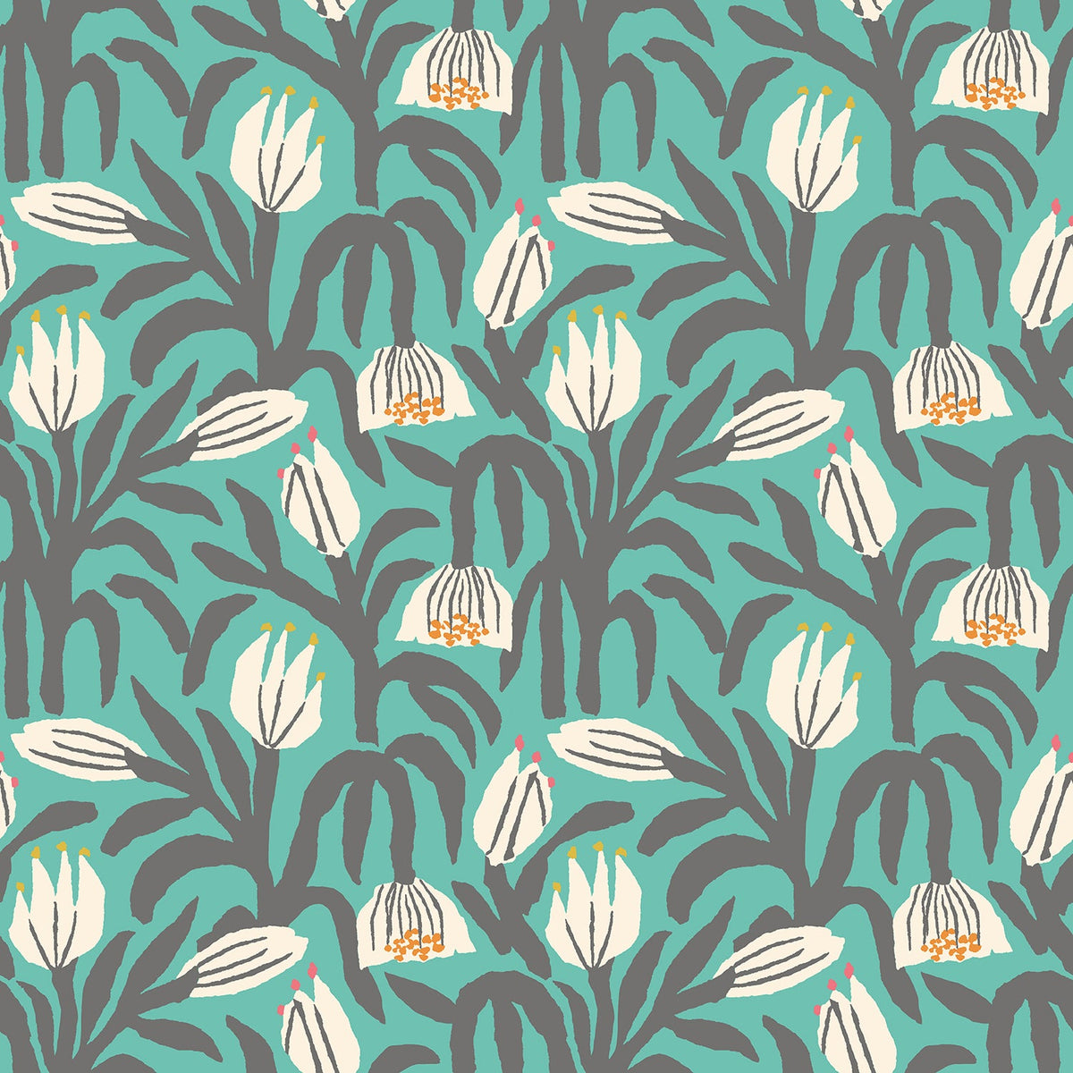 Sample - Chunky Flower Wallpaper - Teal Blue