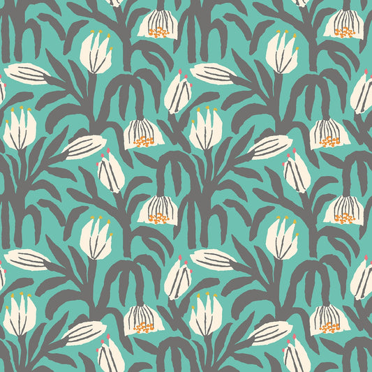 Chunky Flower Wallpaper - Teal Blue