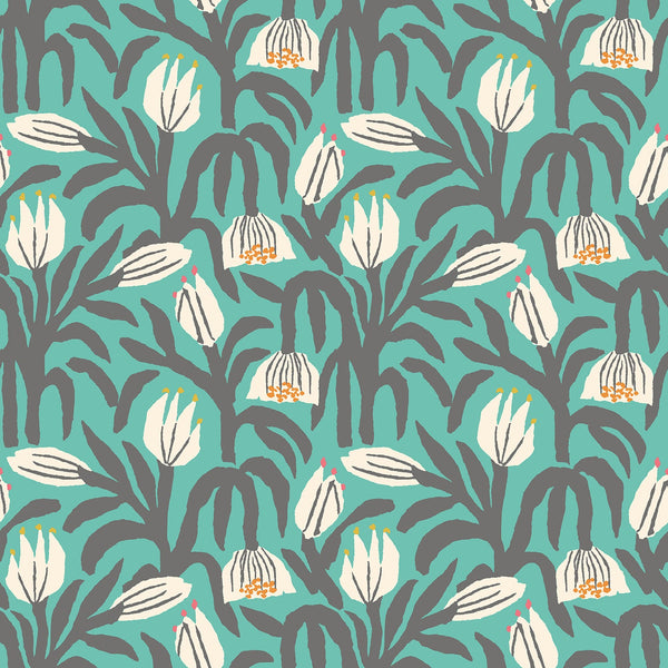 Sample - Chunky Flower Wallpaper - Teal Blue