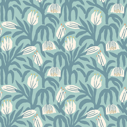 Chunky Flower Wallpaper - Denim