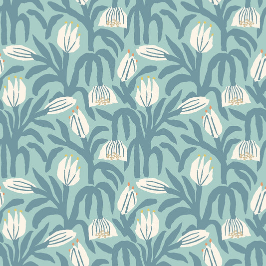 Chunky Flower Wallpaper - Denim