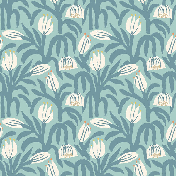 Sample - Chunky Flower Wallpaper - Denim