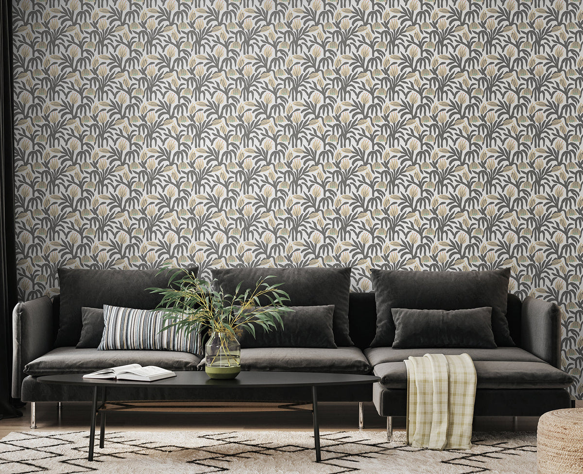 Chunky Flower Wallpaper - Charcoal