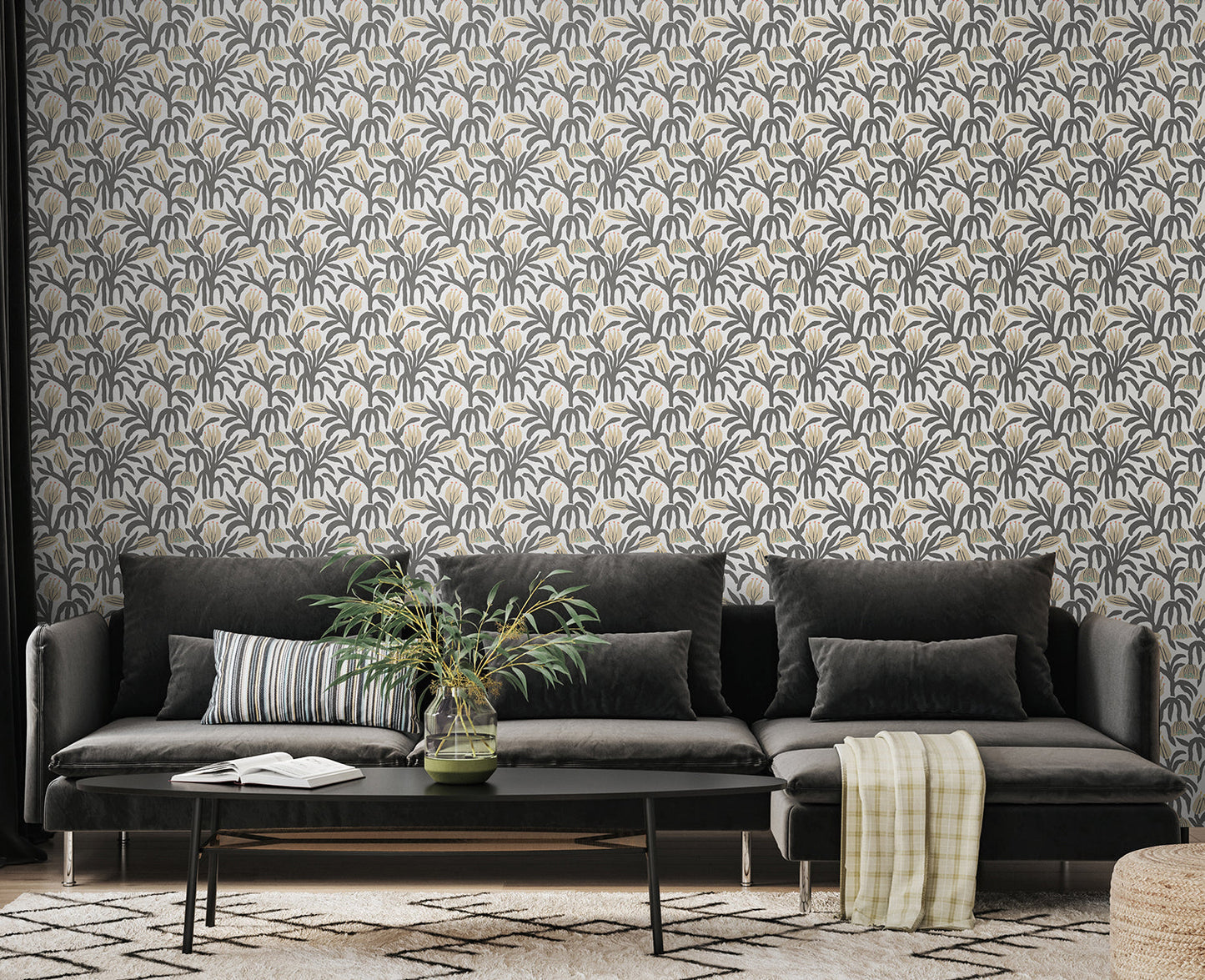 Chunky Flower Wallpaper - Charcoal