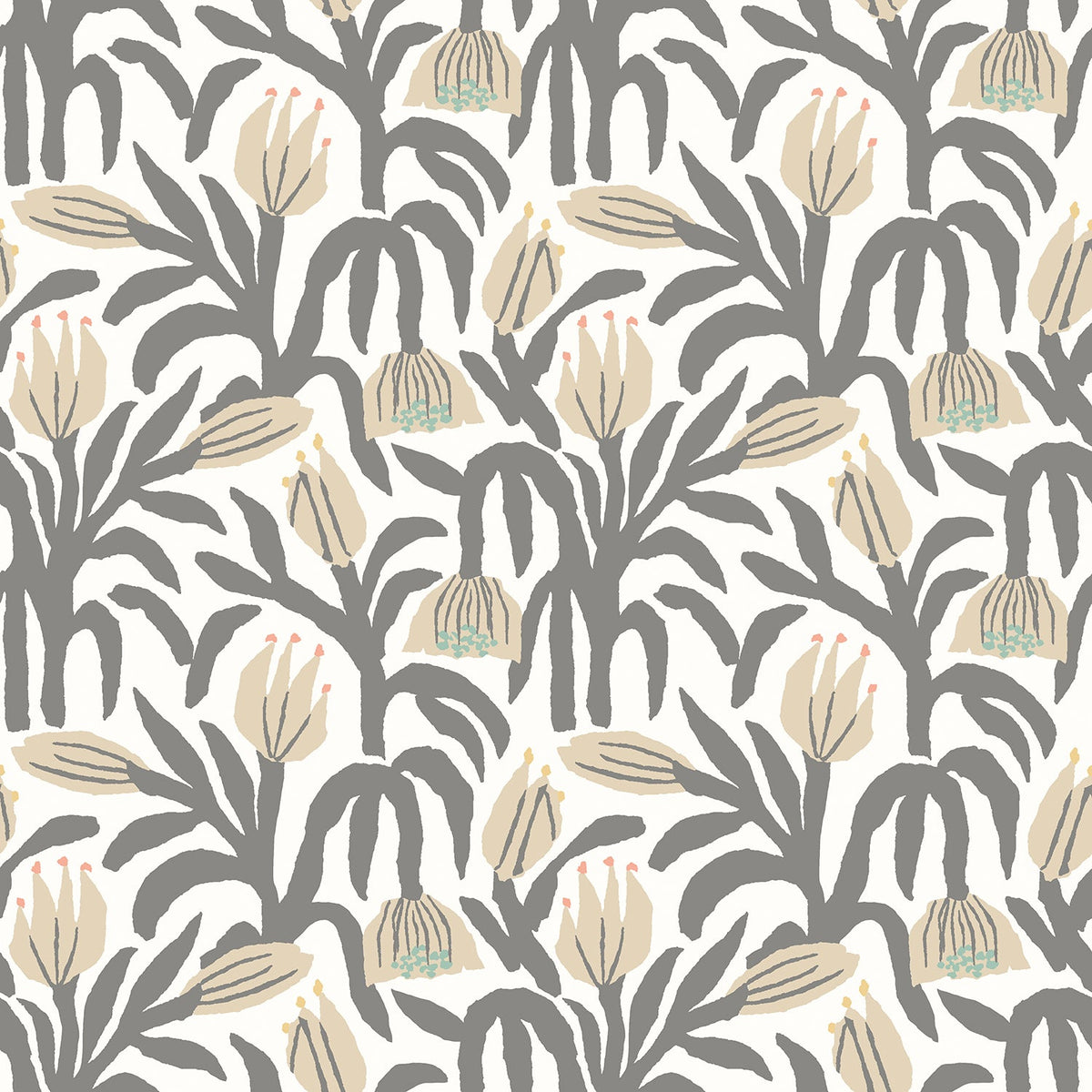 Sample - Chunky Flower Wallpaper - Charcoal