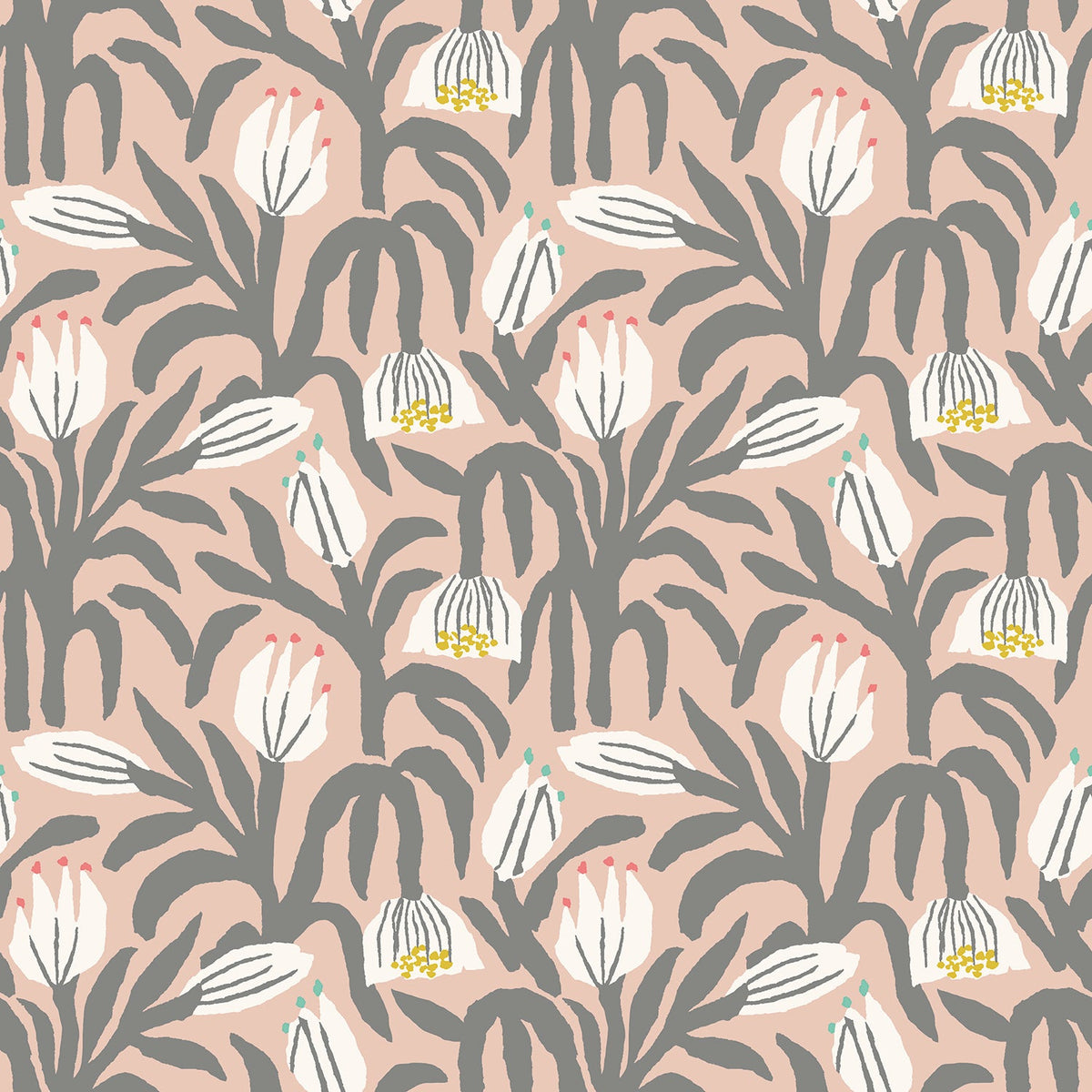 Sample - Chunky Flower Wallpaper - Powder Puff
