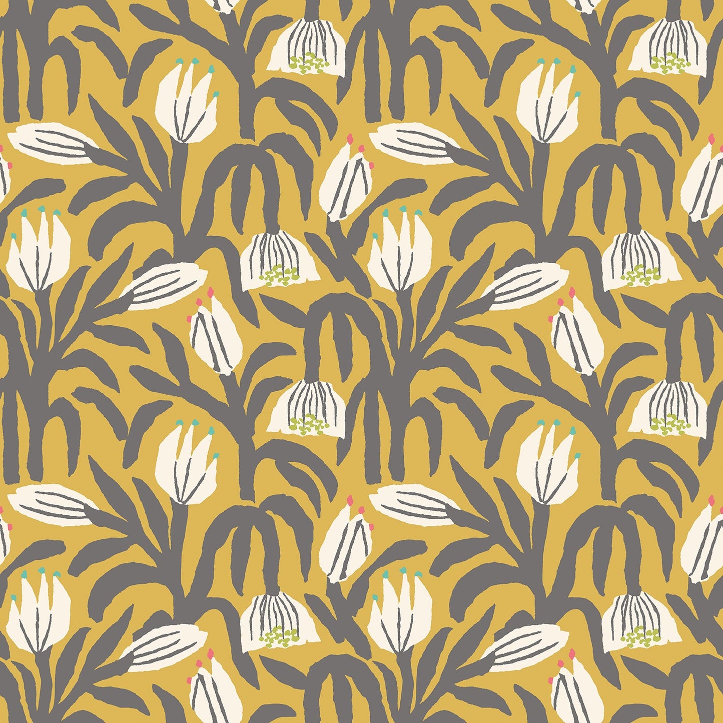 Chunky Flower Wallpaper - Mustard