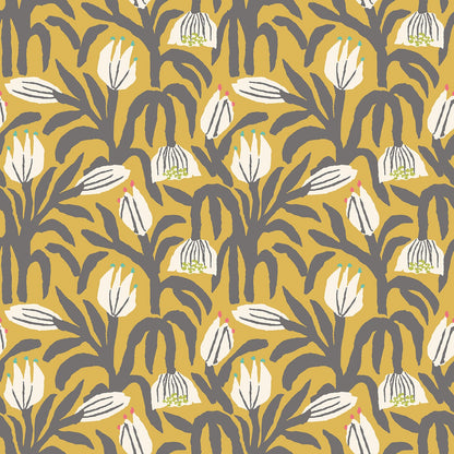 Chunky Flower Wallpaper - Mustard