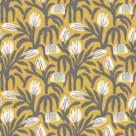 Chunky Flower Wallpaper - Mustard