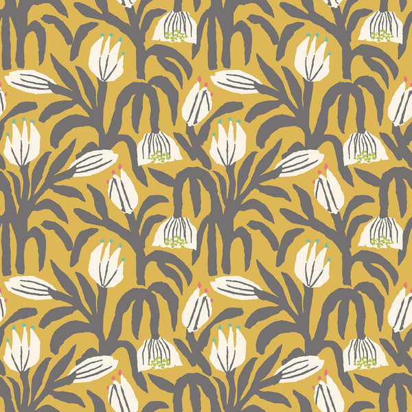 Sample - Chunky Flower Wallpaper - Mustard