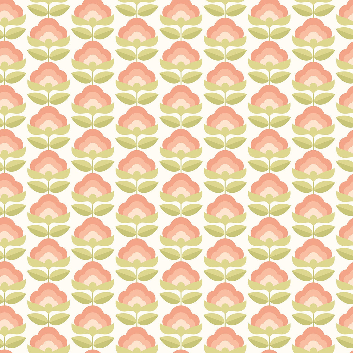 Sample - Retro Flower - Blooms Wallpaper - Apricot MIx
