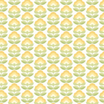 Retro Flower - Blooms Wallpaper - Sunshine