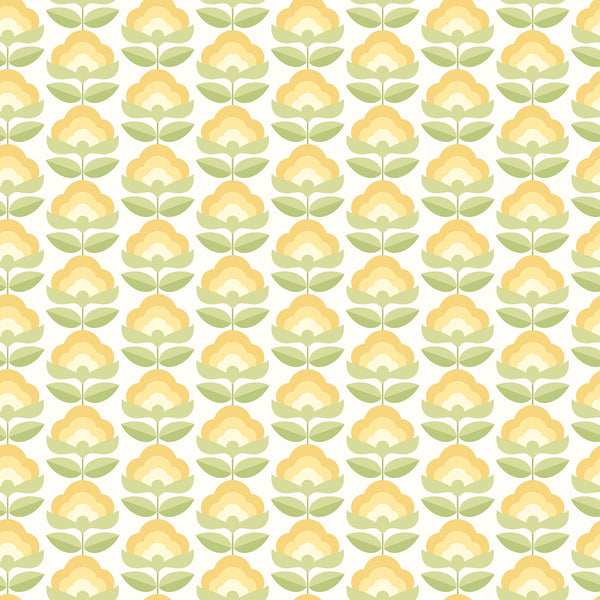 Sample - Retro Flower - Blooms Wallpaper - Sunshine