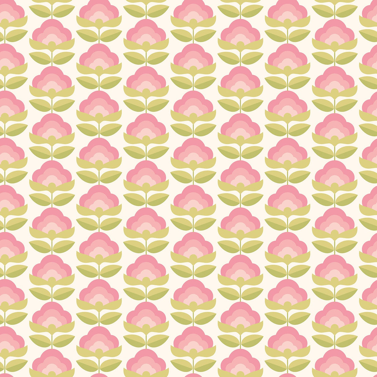 Sample - Retro Flower - Blooms Wallpaper - Rose & Apple