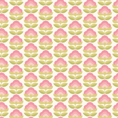 Retro Flower - Blooms Wallpaper - Rose & Apple