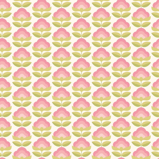Retro Flower - Blooms Wallpaper - Rose & Apple