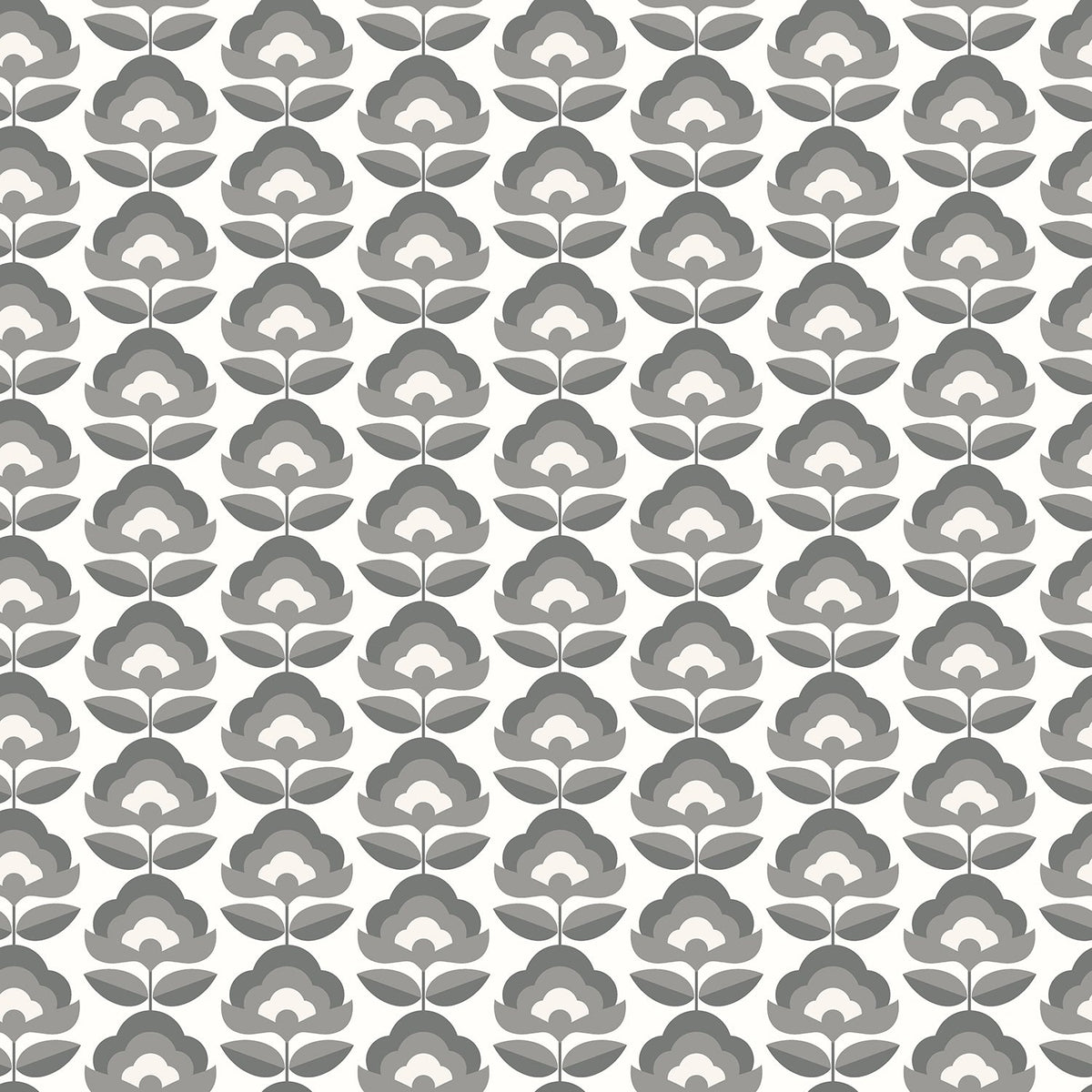 Sample - Retro Flower - Blooms Wallpaper - Charcoal